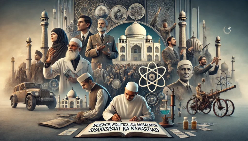 Contributions of renowned Muslim personalities in science, politics, and arts.